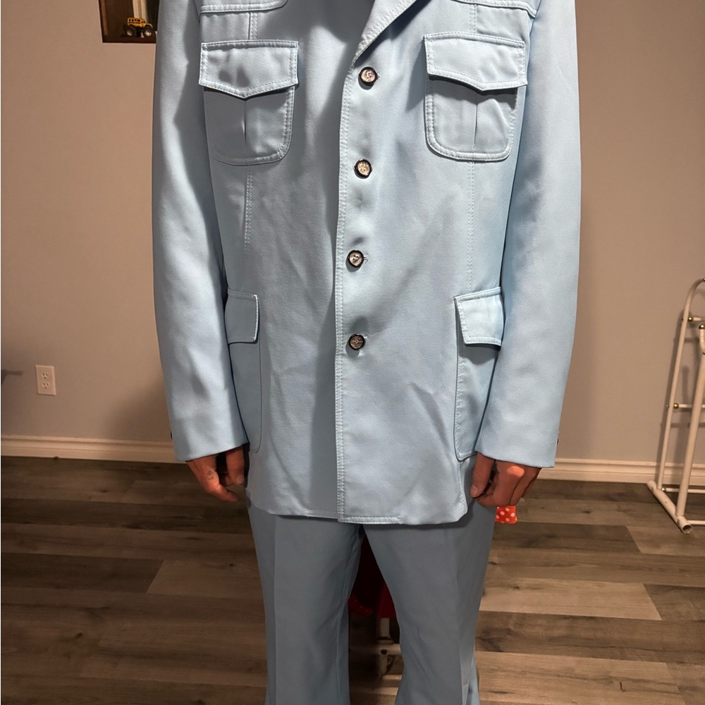 Sears Light Blue Men's Suit Vintage 1970
